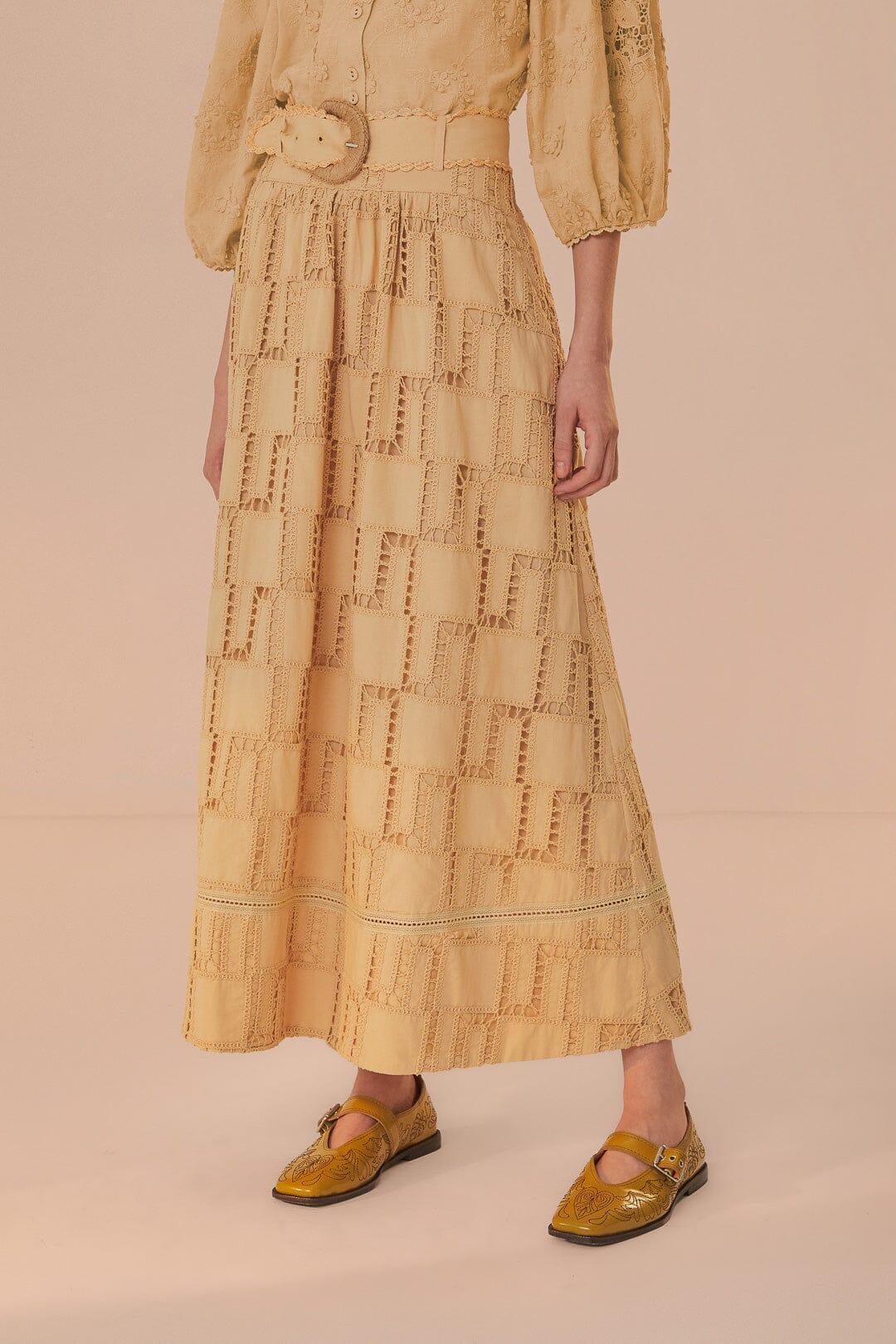 Sand Crochet Midi Skirt Product Image