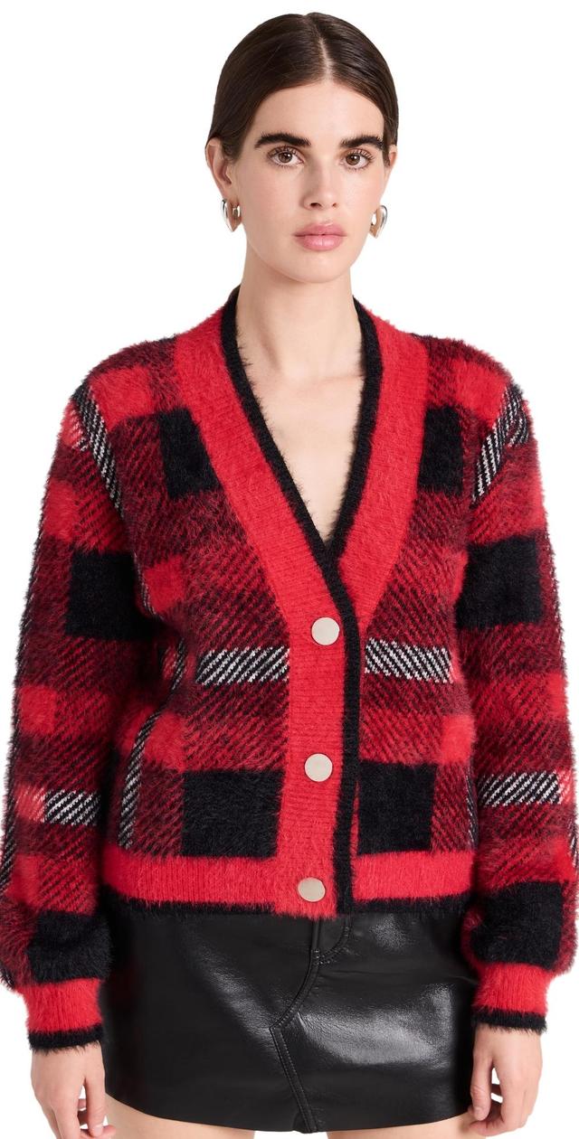 English Factory Check Cardigan Sweater Multi) Women's Clothing Product Image