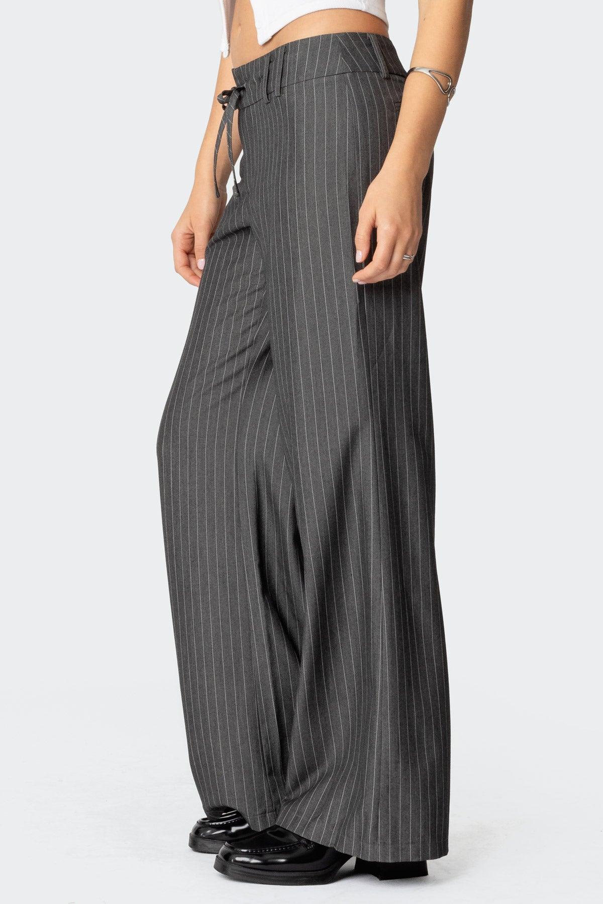 Mayla Wide Leg Pinstripe Trousers Product Image