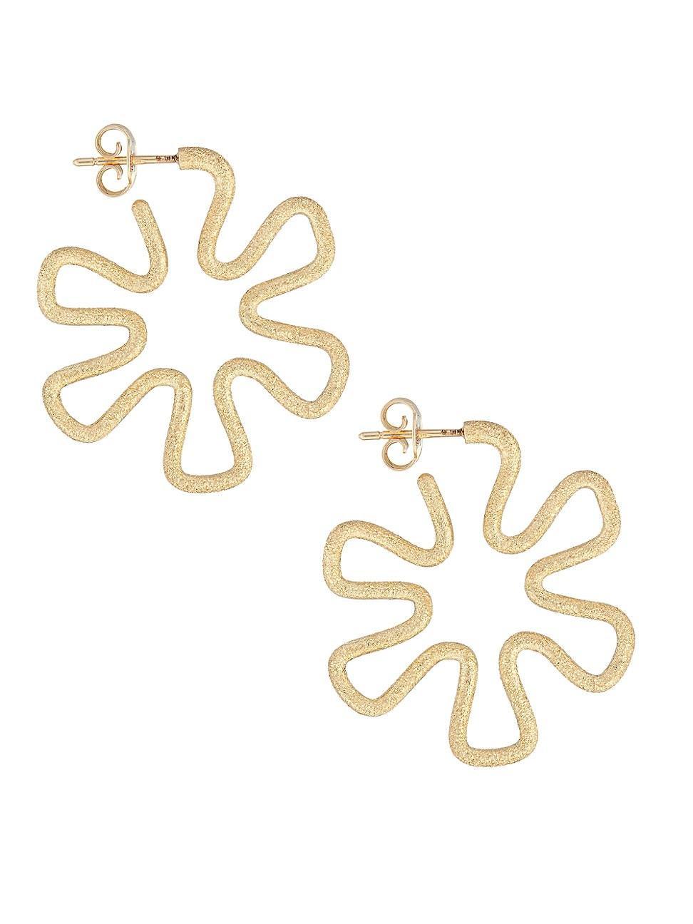 Womens Margherita Goldtone Medium Flower Hoop Earrings Product Image