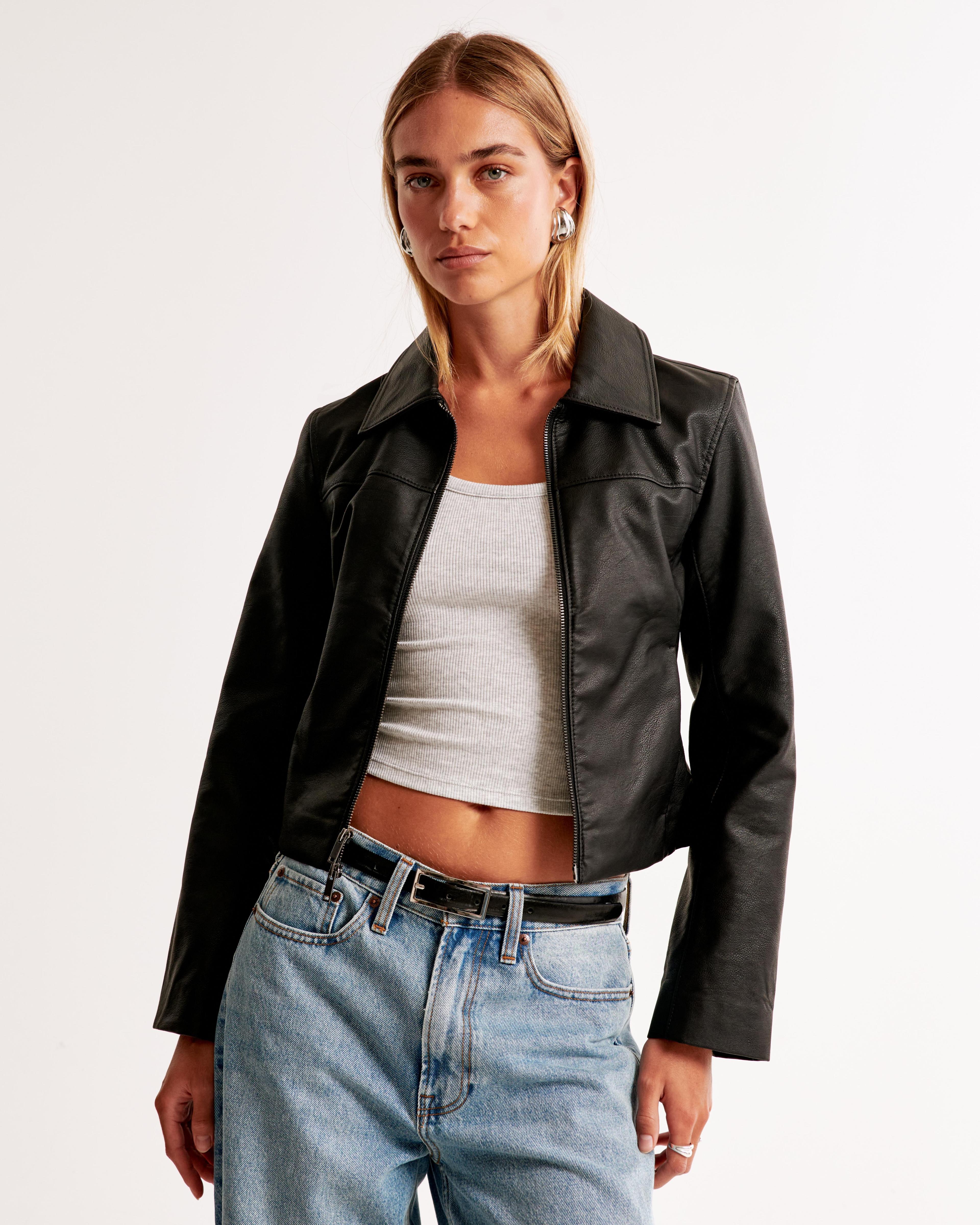 Vegan Leather Zip Jacket Product Image