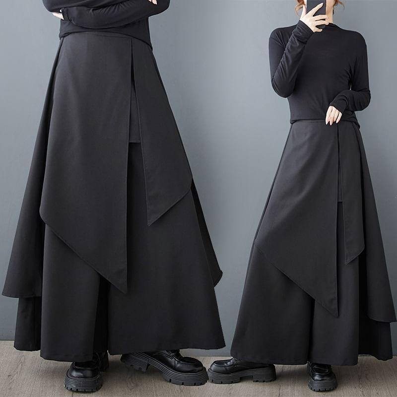 High Waist Plain Asymmetrical Culottes Product Image