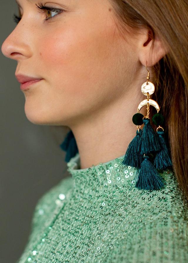 Pomlara Earrings in Deep Teal Product Image