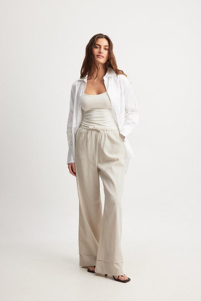 Fold Up Drawstring Linen Trousers Product Image