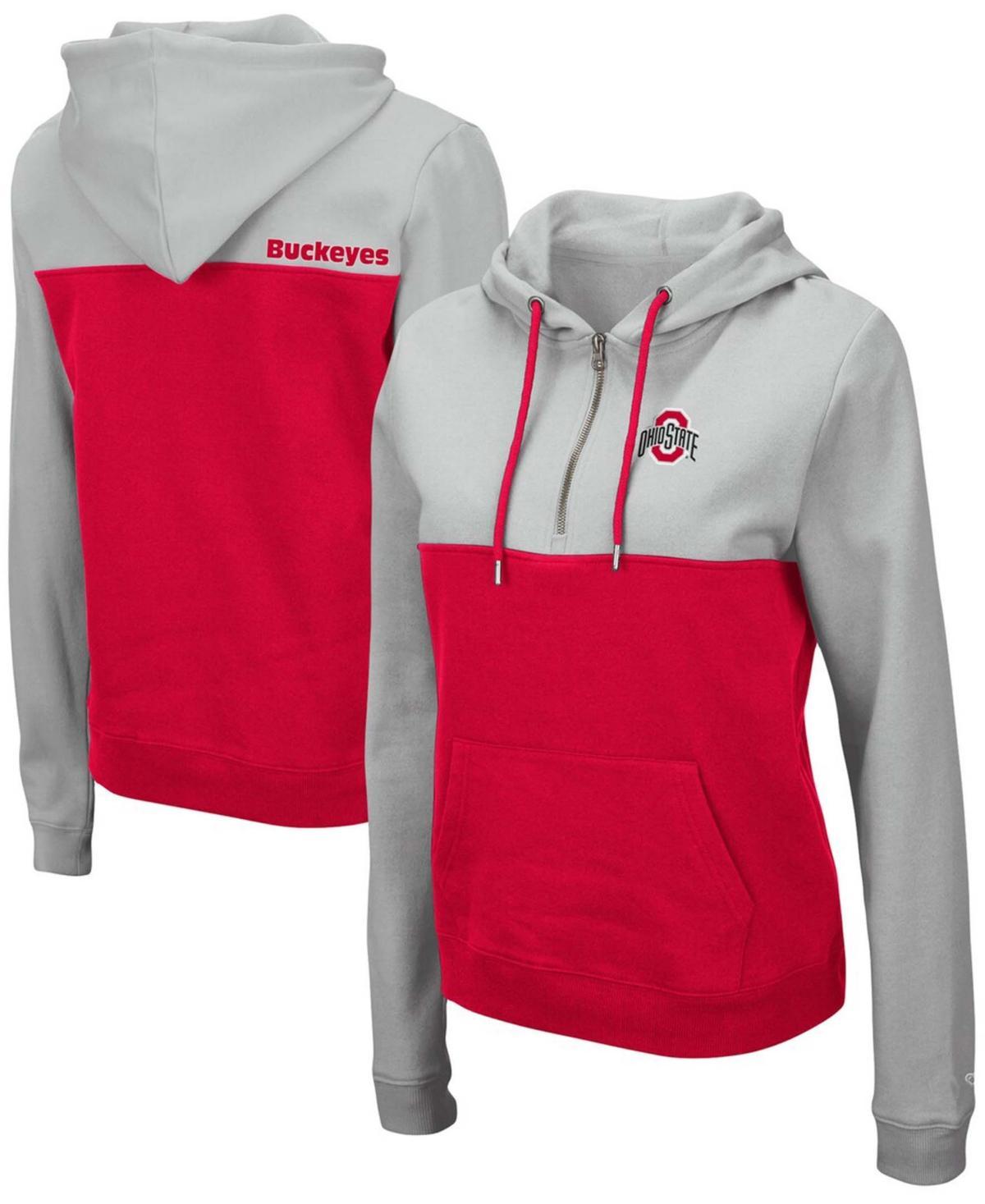 Womens Colosseum Gray Ohio State Buckeyes Aidan Lightweight 1/4-Zip Hoodie - Gray Product Image