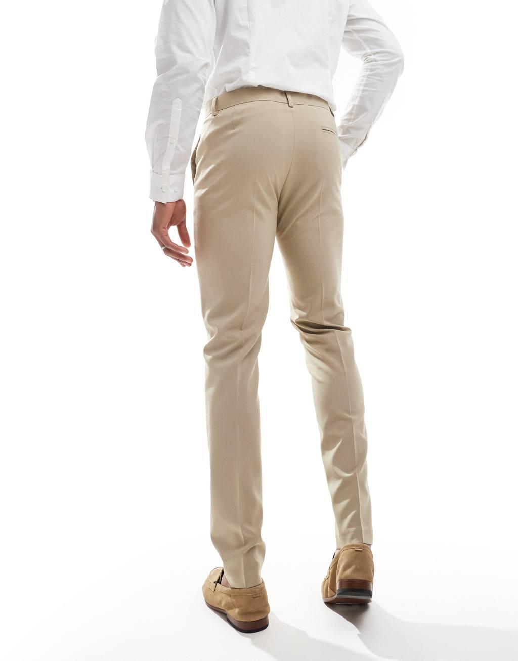 ASOS DESIGN skinny suit pants in stone Product Image