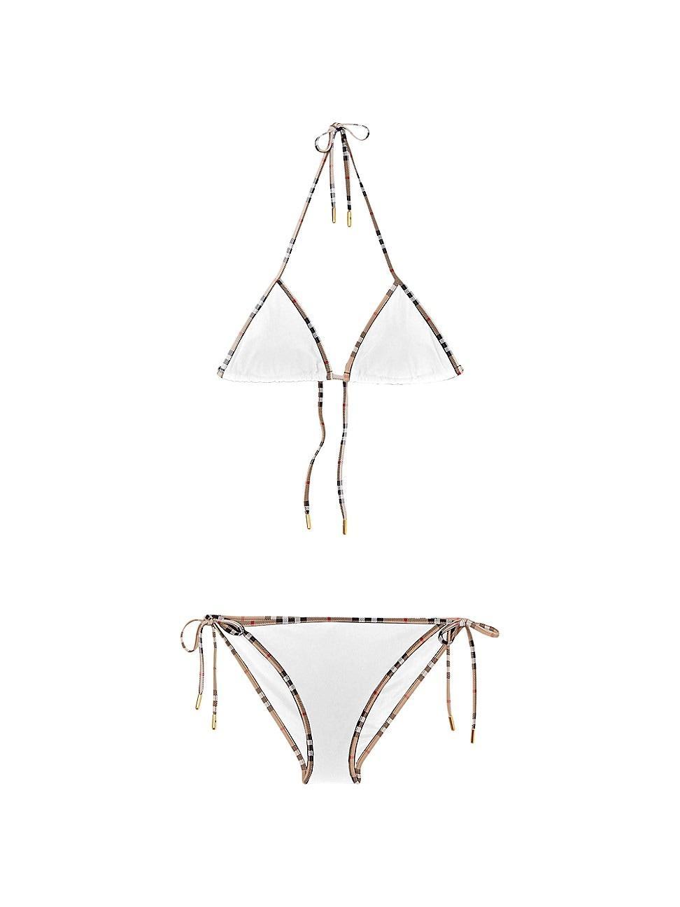 Womens Mata Check-Trim Triangle Bikini Set Product Image