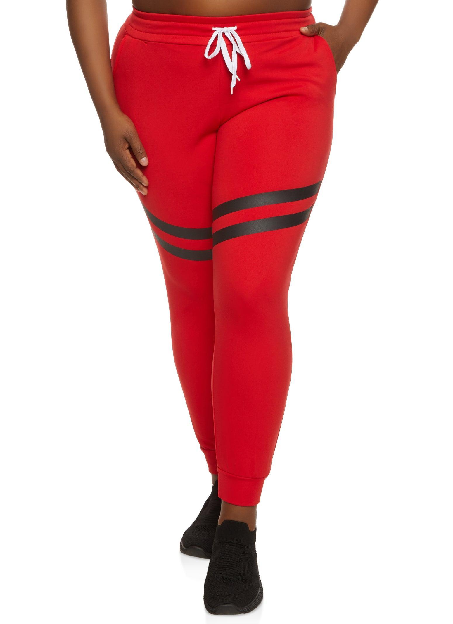 Womens Plus Size Varsity Stripe Detail Drawstring Joggers Product Image