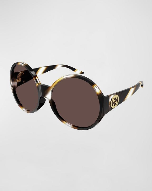 Gucci Women's Oversized Round Acetate Sunglasses - Havana/Havana/Brown Product Image