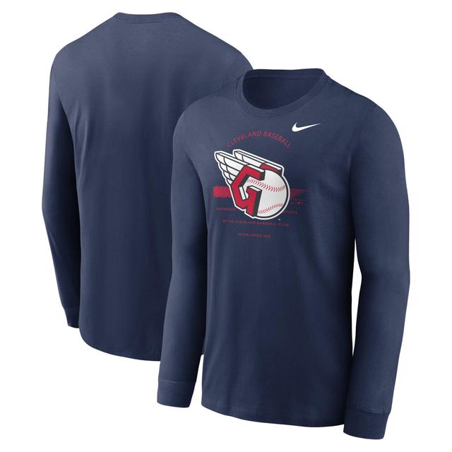 Mens Nike Navy Cleveland Guardians Over Arch Performance Long Sleeve T-Shirt Grd Blue Product Image