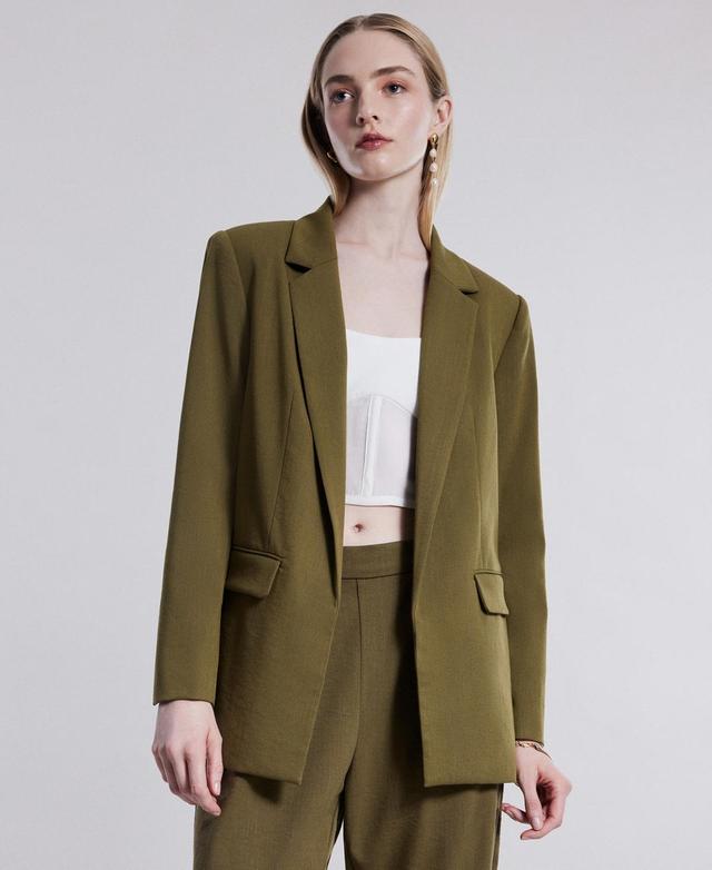 Bcbg New York Womens Washed Twill Open Front Blazer Product Image