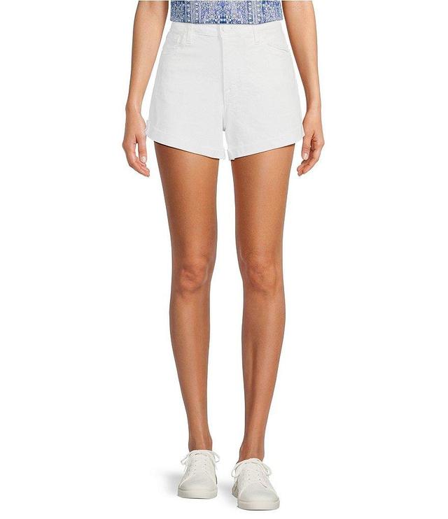 KUT from the Kloth Jane High Rise Uneven Rolled-Up Raw Hem Stretch Denim Shorts Product Image