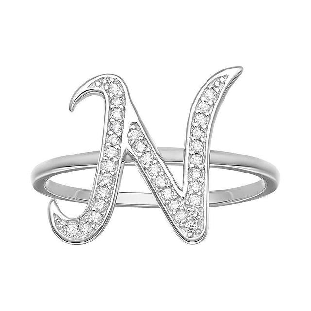 PRIMROSE Sterling Silver Cubic Zirconia Initial Ring, Womens Sterling Silver V Product Image