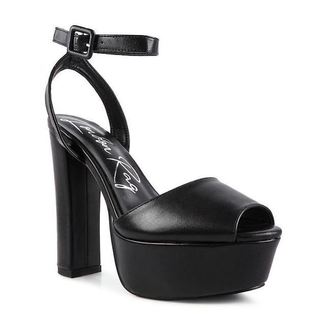 London Rag Rager Womens Platform Block Heel Sandals Black Product Image