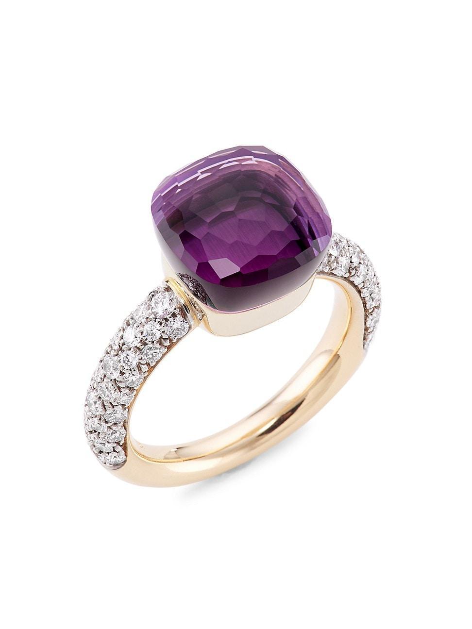 Womens Nudo 18K Rose Gold, Diamond & Amethyst Classic Square Ring Product Image