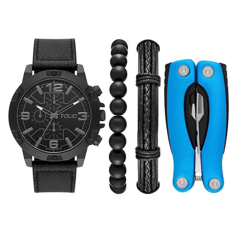 Folio Mens Gunmetal and Black Tone Multi Tool and Accessory Set Product Image