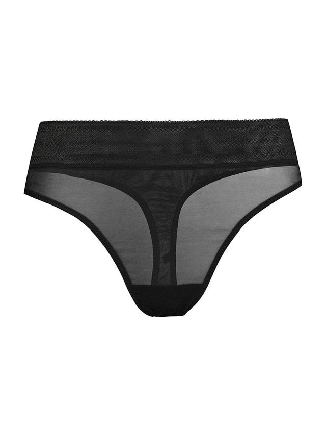 Womens Bare Mesh & Lace Thong Product Image