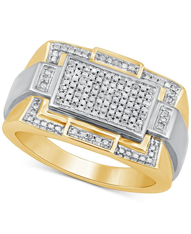 Mens Diamond Ring (1/10 ct. t.w.) in Sterling Silver & 18k Gold-Plate Product Image