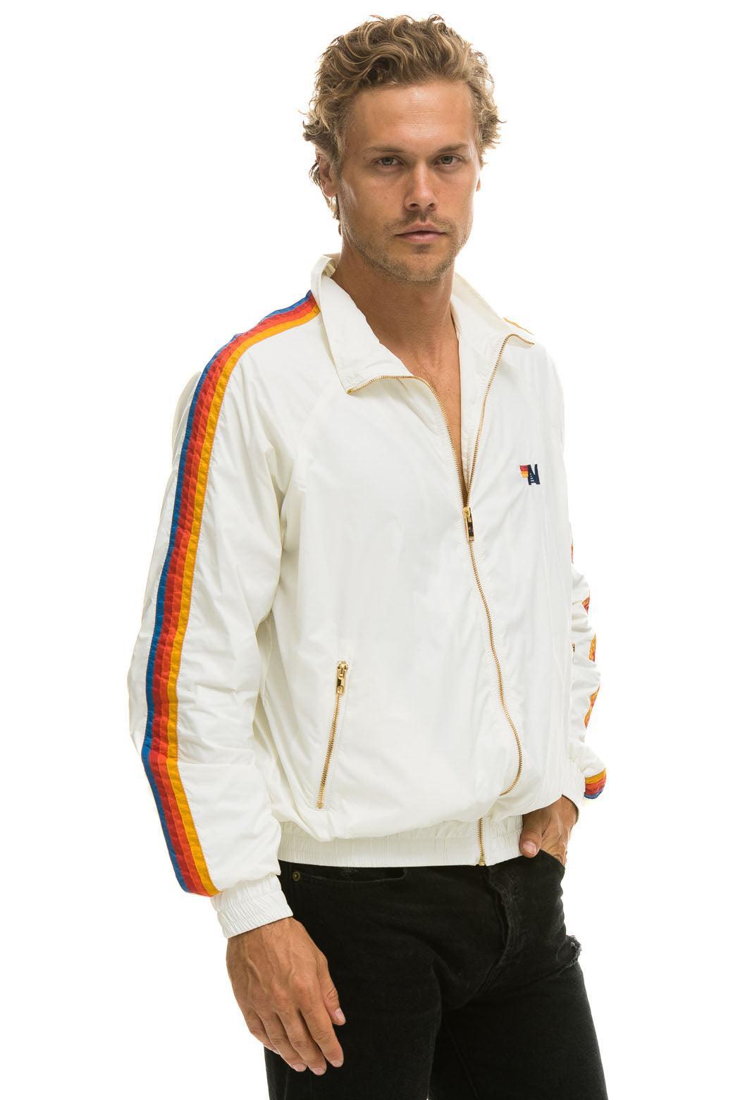 MEN'S 4 STRIPE WINDBREAKER - WHITE Male Product Image