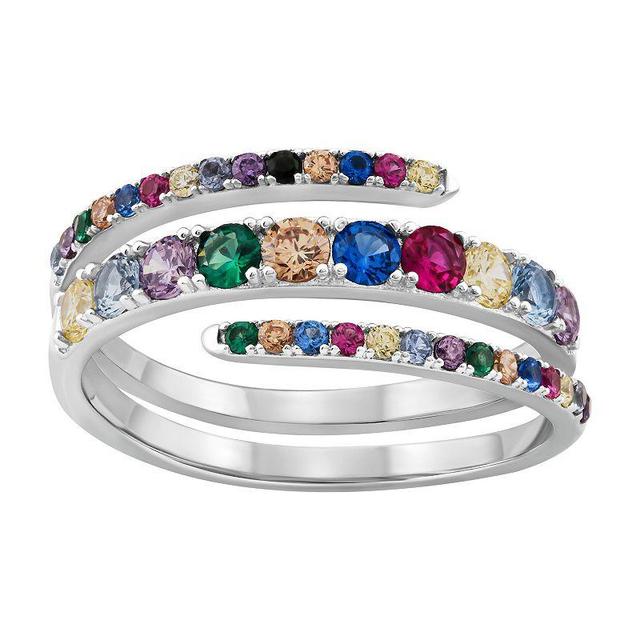 OLIVIA AND HARPER Sterling Silver Multi-Color Cubic Zirconia & Lab-Created Ruby Ring, Womens Product Image