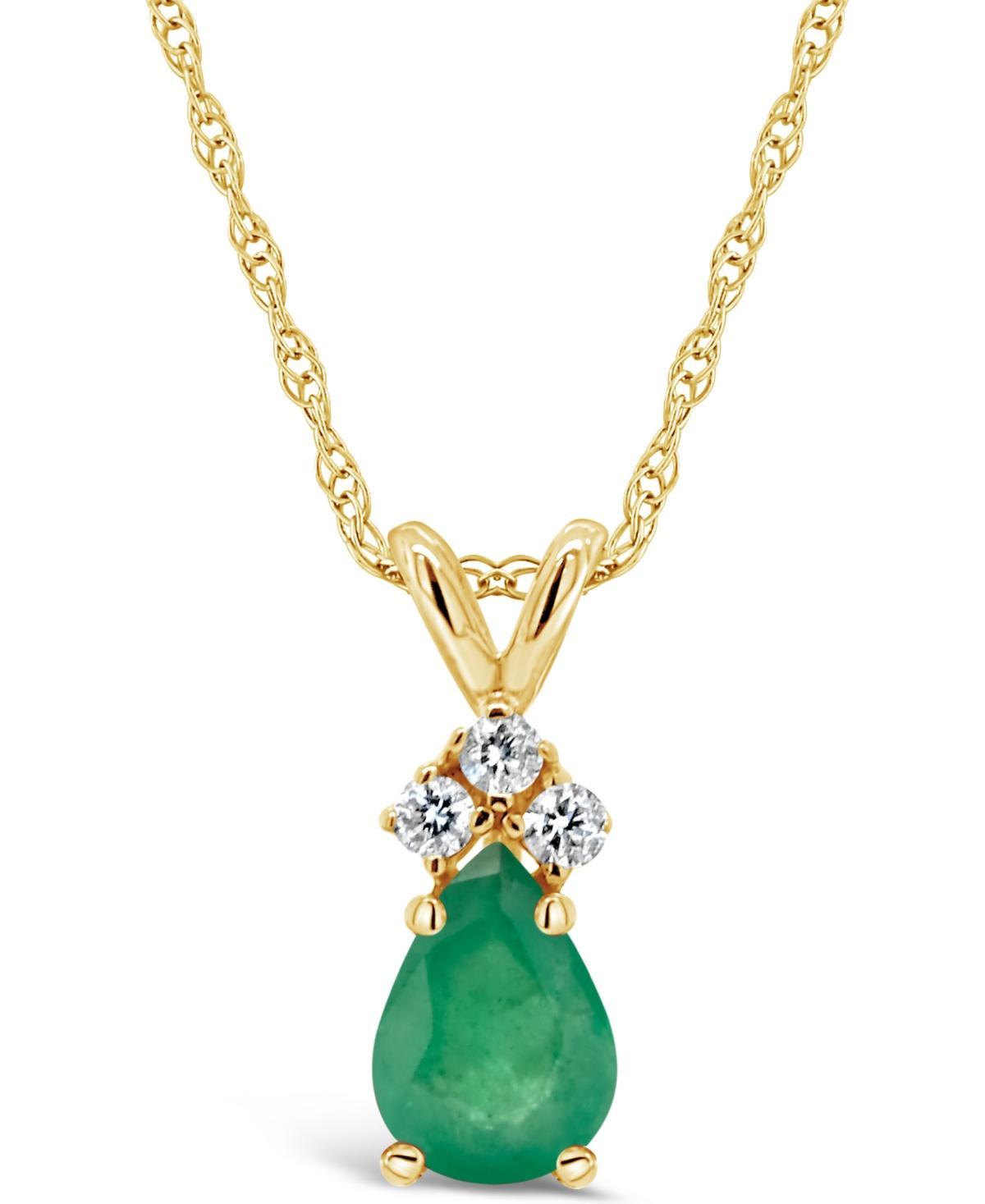 Celebration Gems 14k Gold Emerald & Diamond Accent Teardrop Pendant, Womens Product Image