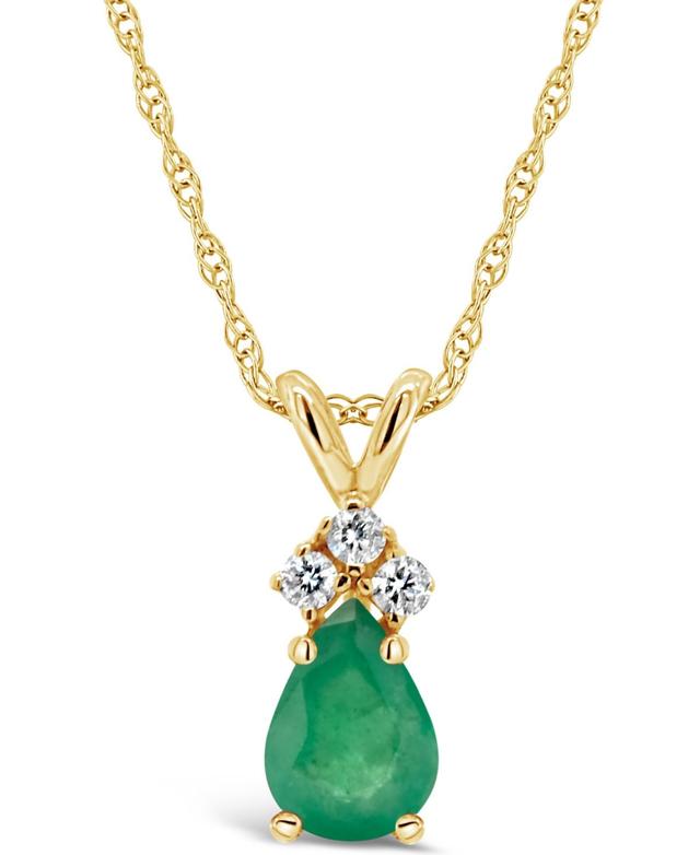 Celebration Gems 14K Yellow Gold 7x5 Pear Shaped Gemstone & Diamond Accent Pendant Necklace, Womens Red Product Image