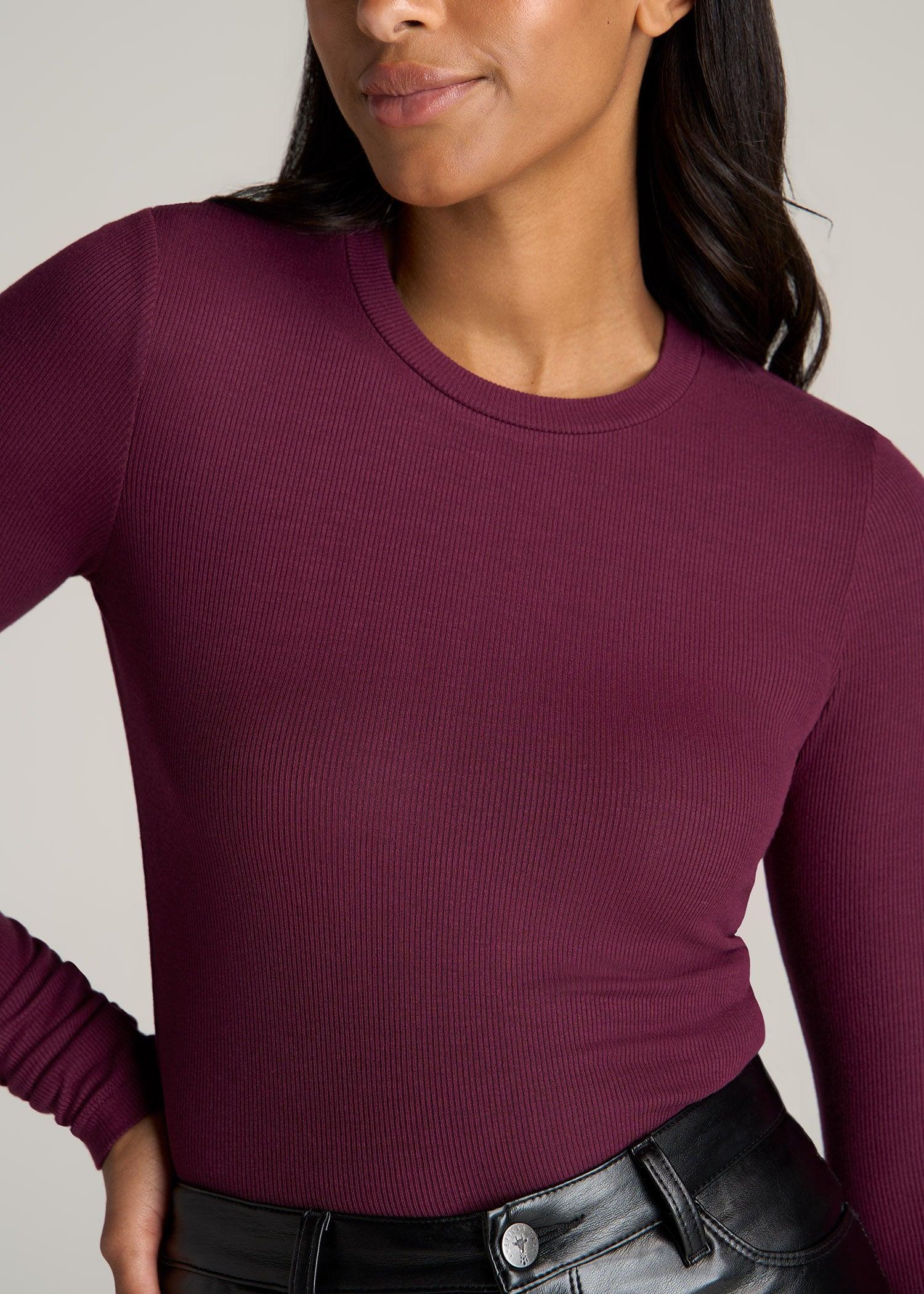 FITTED Ribbed Long Sleeve Tee in Elderberry - Tall Women's Shirts Female Product Image