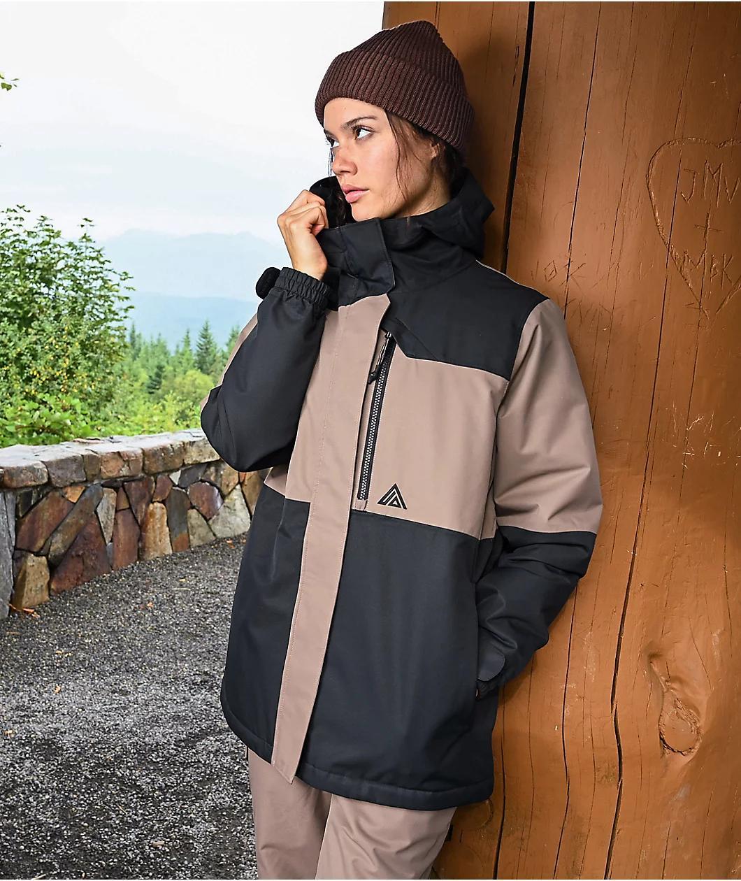 Aperture Women's Ranger Asymmetrical Deep Taupe & Black 10K Snowboard Jacket Product Image