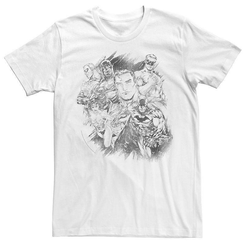 Mens Justice League Hero Pencil Sketch Tee Product Image