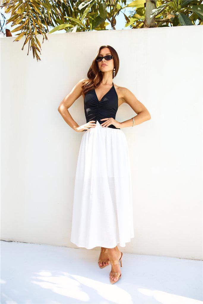 Lake Days Halter Maxi Dress White Product Image