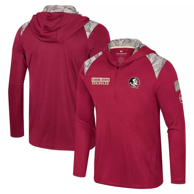 Mens Colosseum Garnet Florida State Seminoles OHT Military Appreciation Quarter-Zip Hoodie Jacket Product Image