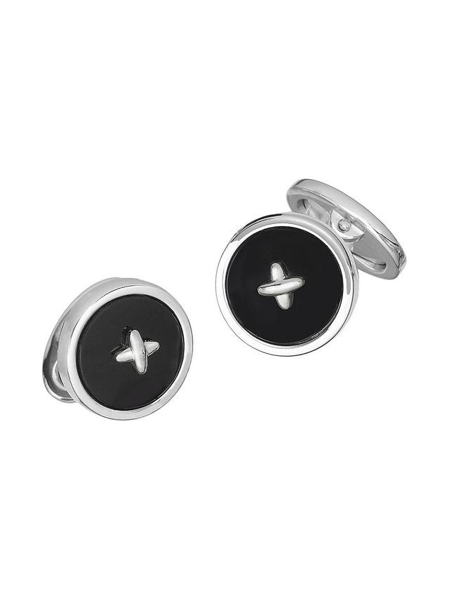 Mens Black Onyx Button Cufflinks Product Image