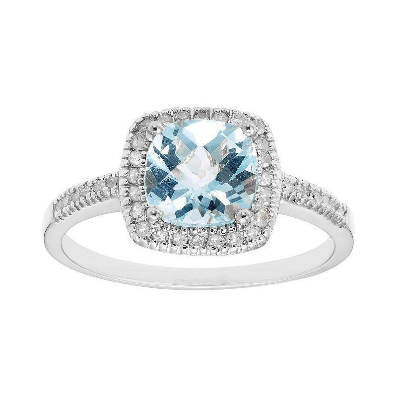 Sky Blue Topaz 10K Gold & 1/5 Carat T.W. Diamond Frame Ring, Womens Product Image