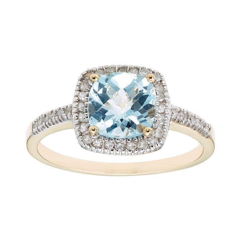 Sky Blue Topaz 10K Gold & 1/5 Carat T.W. Diamond Frame Ring, Womens Yellow Product Image