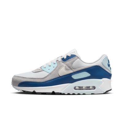 Nike Mens Nike Air Max 90 - Mens Shoes White/Blue/Grey Product Image