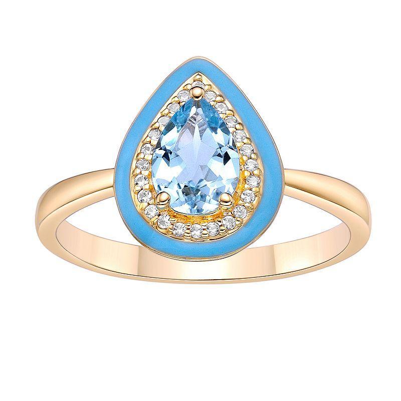 Gemminded 18k Gold Over Silver Blue Topaz & Lab-Created White Sapphire Ring, Womens Product Image