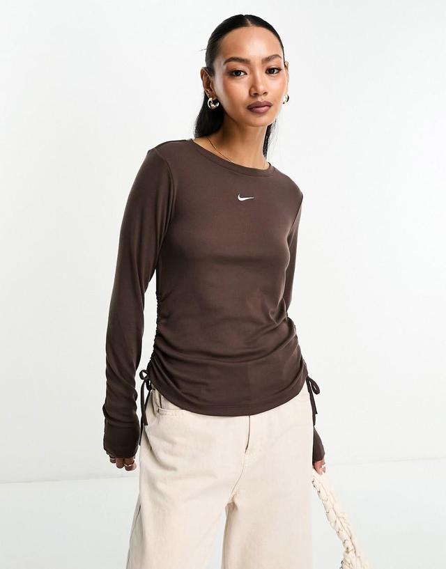 Womens Nike Sportswear Essential Ribbed Long-Sleeve Mod Crop Top Product Image