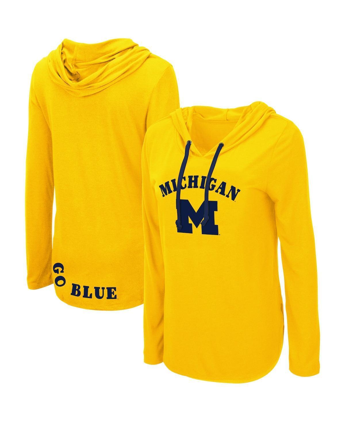 Womens Colosseum Maize Michigan Wolverines My Lover Lightweight Hooded Long Sleeve T-shirt Product Image