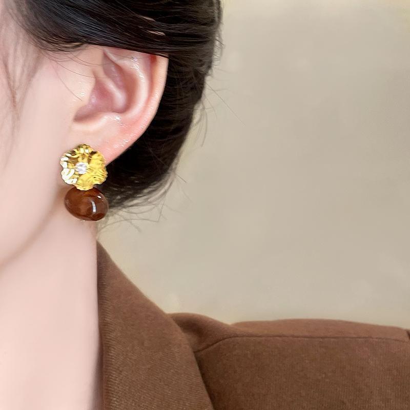 Floral Acrylic Rhinestone Alloy Stud Earring (Various Designs) Product Image