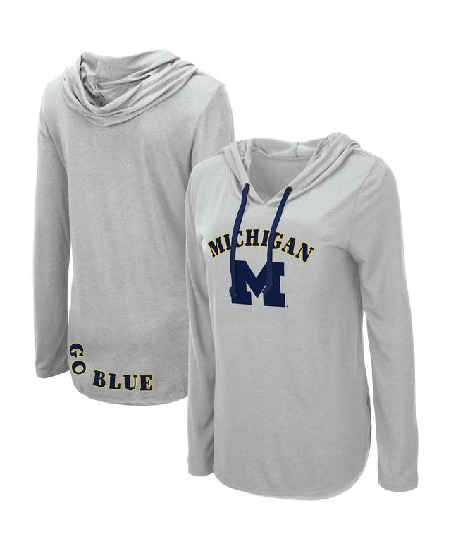 Womens Colosseum Heather Gray Michigan Wolverines My Lover Lightweight Hooded Long Sleeve T-shirt Product Image