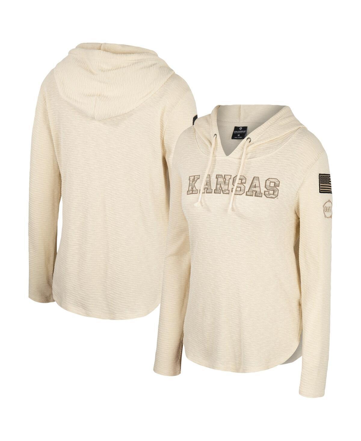 Womens Colosseum Cream Auburn Tigers OHT Military Appreciation Casey Raglan Long Sleeve Hoodie T-Shirt Product Image