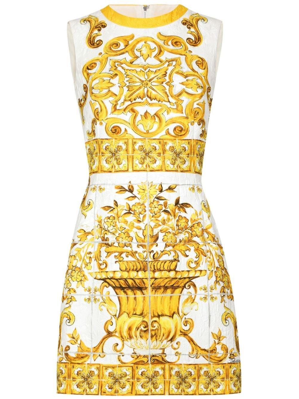 Majolica Sleeveless Silk Minidress In Yellow Product Image