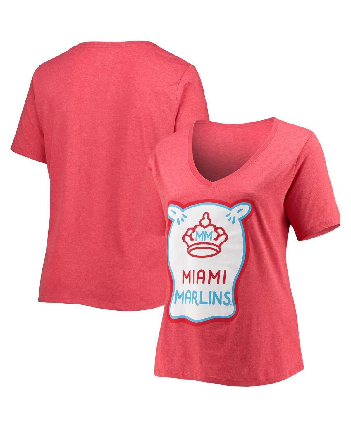 Womens New Era Heather Miami Marlins City Connect Plus Size V-Neck T-Shirt Product Image