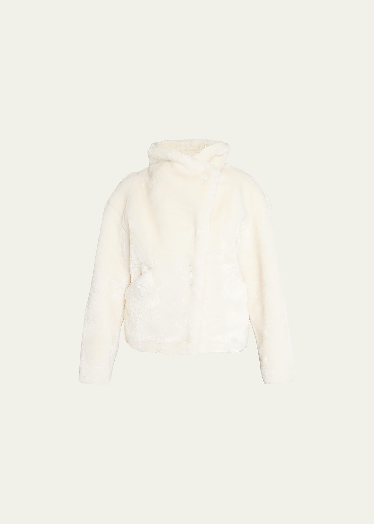 Womens Faux Fur Moto Jacket - Off White - Size Small - Off White - Size Small Product Image