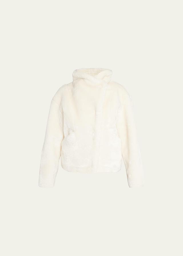 Womens Faux Fur Moto Jacket - Off White - Size Small - Off White - Size Small Product Image