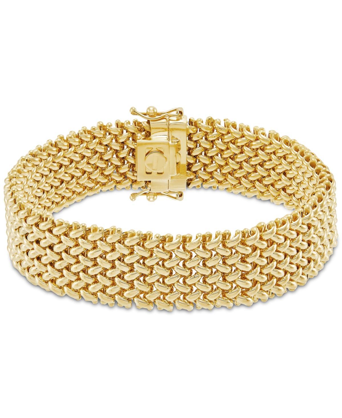 Polished Wide Woven Mesh Link Chain Bracelet in 18k Gold Product Image