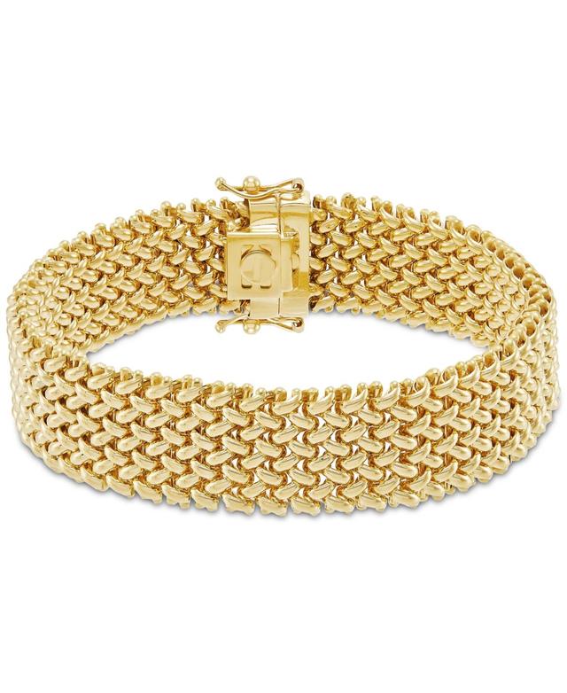 Polished Wide Woven Mesh Link Chain Bracelet in 18k Gold Product Image