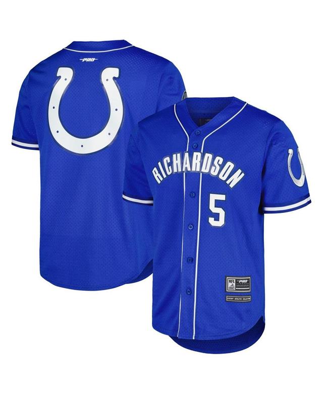 Mens Pro Standard Anthony Richardson Royal Indianapolis Colts Mesh Baseball Button-Up T-shirt Product Image