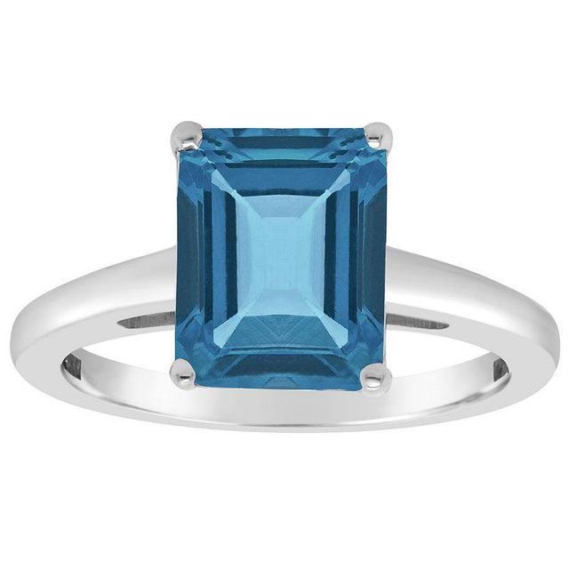 Alyson Layne 14k Gold Emerald Cut London Blue Topaz Solitaire Ring, Womens 14k White Gold Product Image