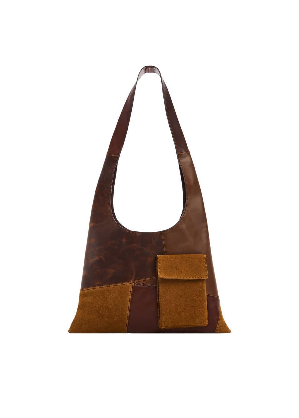 MANGO - Patchwork leather bag - One size - Women Product Image